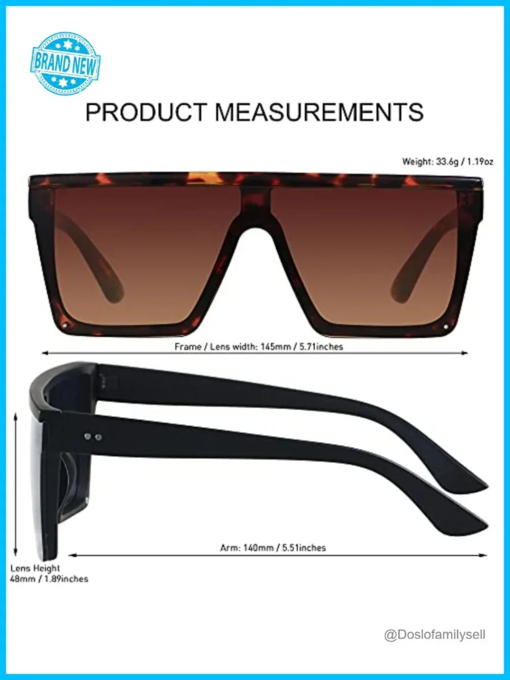 Oversized Flat Top Sunglasses UV400 Women Men Rimless Shield